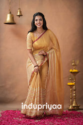Chiku Handloom Tissue Cotton Saree